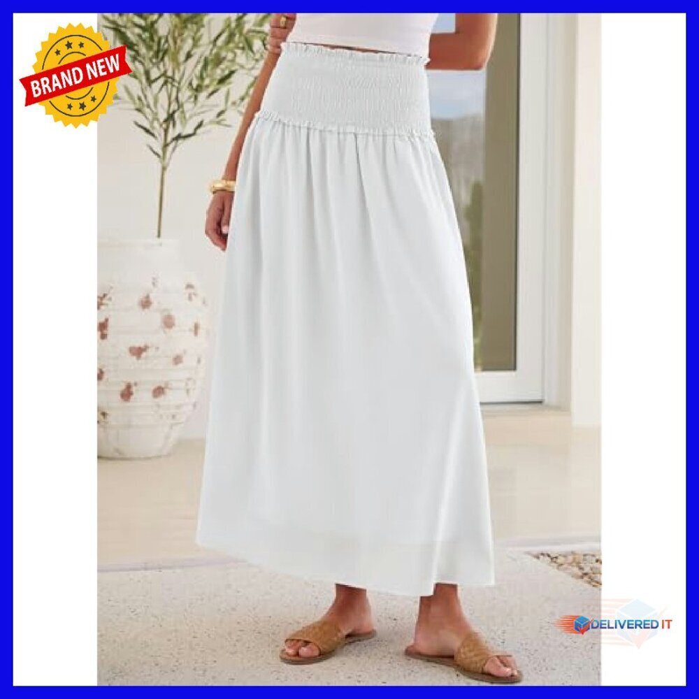 Maxi Skirt High Waist Elastic Flowy Boho Summer Beach Cover Up - Picture 5 of 8